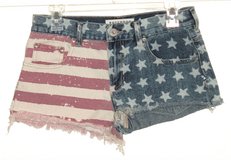 Bullhead Stars and Stripes American Flag Fringed Hem Slouchy Shorts Juniors 5 in Joliet, Illinois