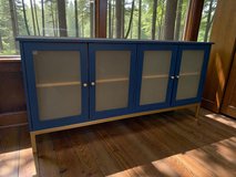 Large Tv Stand Entry Table Cabinet Navy Satin 58x18x29 New in Houston, Texas