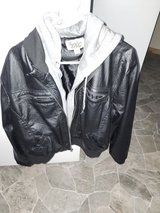 LADIES  BLACK LEATHER JACKET WITH HODDIE SIZE 3 X FOR SALE in Kingwood, Texas