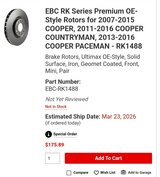 New front brake rotors for Mini in Stuttgart, GE