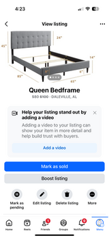 Queen bedframe in Fort Rucker, Alabama