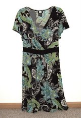 Studio 1940 Midi Plunge V-Neck Crossover Paisley Tie Back Dress Plus 22/24 3X in Yorkville, Illinois