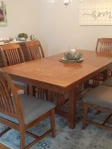 Solid Wood Dining Table w/ Leaf + 6 Comfortable Chairs (19”x19” Seats) in Chicago, Illinois