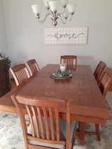 Solid Wood Dining Table w/ Leaf + 6 Comfortable Chairs (19”x19” Seats) in Westmont, Illinois