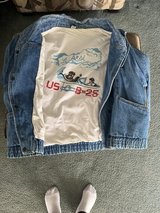 Le’ Arsi Vintage Moto Bomber Jean Jacket Eberle in Fort Irwin, California