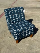 New accent chair with navy blue and white anchor design in Kingwood, Texas