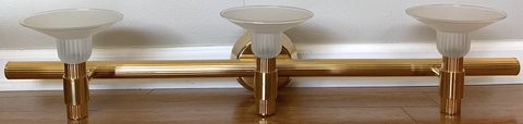 NOS - Brass Bathroom Vanity Wall Mount 3 halogen Light Fixture - Never installed in Orland Park, Illinois