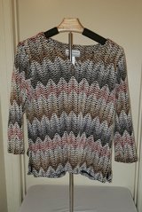 Alfred Dunner Grey, Pink, Brown Zigzag 3/4 Length Sleeve Sweater (Petite M) in Sacramento, California