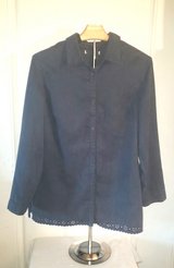 Blue Suede Long Sleeve Button Down Top/Blouse (Size 8/Medium) in Sacramento, California