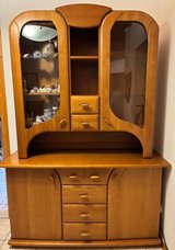 beautiful solid wood German hutch. EU power for lighting. in Ramstein, Germany