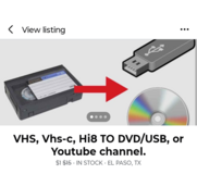 VHS, Vhs-C conversation to DVD, USB in Fort Bliss, Texas