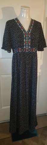 Emery Rose Short Sleeve Kaftan Silk Blend Maxi Dress (Size L) in Sacramento, California