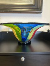 Beautiful vintage hand-blown glass decorative bowl from a private collection in Spring, Texas