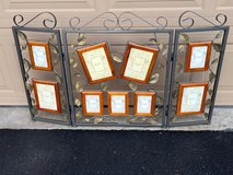 Vintage 3 panel metal fireplace screen with frames for photos in Plainfield, Illinois