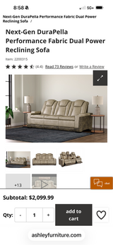2 Next-Gen Durapella Performance Fabris Dual Reclining Sofas in Chicago, Illinois