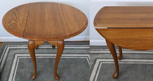 Broyhill solid Oak Early American Country Style 32? Drop Leaf Accent End Side Table in Oswego, Illinois