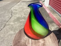 Murano Sommerso Swirl Art Glass Vase in Kingwood, Texas