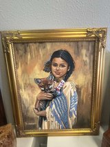 Native American Inspired Canvas Art with Gold Frame in Kingwood, Texas