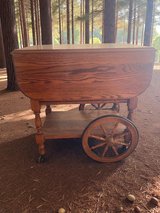 Vintage Drop Leaf Tea/Bar Cart with Drawer and Tray Like New Condition in Houston, Texas