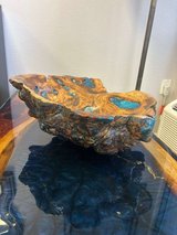 White Oak Burl & Blue Epoxy Resin Artisan Bowl in Kingwood, Texas