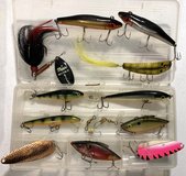 Vintage Fishing Lures + case Bundle - Spoon Crankbait Spinnerbait Tackle in Lockport, Illinois