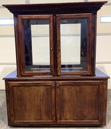 Large Rolling 1pc Display Cabinet - Wood w/dual side Glass doors & Storage - 49"W x 26.5"D x 58.5"H in Naperville, Illinois