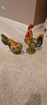 Beautiful colored ceramic roosters in Tinley Park, Illinois