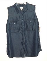 NWT $48 Simply Emma Denim Sleeveless Pocketed Button Up Lyocell Shirt Woman's 1X in Bolingbrook, Illinois