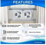 Comfort Zone 9" Twin Window Fan – White – Brand New in Spring, Texas