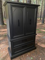 Large Stanley Tall Dresser Chest Cabinet Black Satin Solid Wood New in Houston, Texas