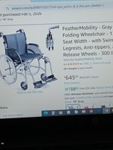Feather Mobility ultra lite weight 13.5 LB. Wheelchair new in box. in Plainfield, Illinois