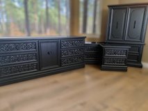 Huge Thomasville Dresser Chest & Nightstands 4pc Bedroom Set Solid Wood Black New in Kingwood, Texas