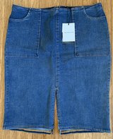 New! Size 16 WhoWhatWear Blue Jean stretch Denim front/back slit Skirt - 37" waist in New Lenox, Illinois