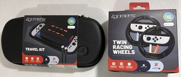New! 4Gamers Switch 2 Travel Case Kit *AND* Twin Racing Wheels Bundle in Bolingbrook, Illinois