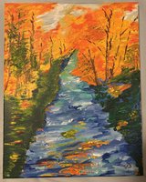 Beautiful Original Acrylic Autumn Landscape Painting on Canvas by Jacqueline “Jackie” Anne Connors in Perry, Georgia