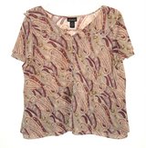 Lane Bryant Sheer Slit Flutter Sleeve Paisley Metallic Detail Blouse 22W 24W 3X in Yorkville, Illinois