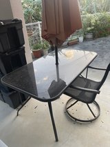 table and umbrella in Okinawa, Japan