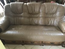 Leather couch, loveseat, and chair, buy together or separately in Ramstein, Germany
