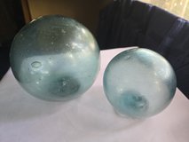 Vintage Glass Fishing Floats (2) – Coastal Nautical Decor Set in Okinawa, Japan