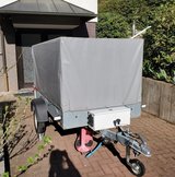 Car trailer STEMA 750 kg with waterproof cover made in Germany in Ramstein, Germany