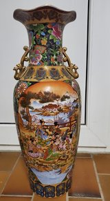 Antique 24” Japanese Royal Satsuma Vase Hand Painted in Ramstein, Germany