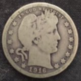 1916-D Barber Quarter (90% Silver) in Grafenwoehr, GE