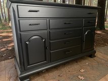 Large Basset Buffet Sideboard Dresser Cabinet Solid Wood Black Satin New in Houston, Texas