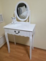 White Vanity / Makeup Table with Mirror – Good Condition in Ramstein, Germany