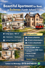 Beautiful Apartment for Rent in Eschenau (Sankt Julian)  This charming and spacious apartment of... in Ramstein, Germany