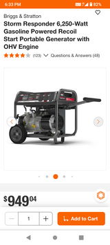 Briggs and Stratton 6250w generator in Fort Polk, Louisiana