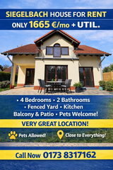 Freestanding house for RENT in Ramstein, Germany