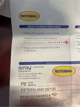 $15.00 Butterball Turkey Check Coupon in Oswego, Illinois