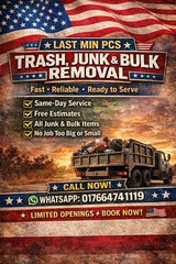 TODAY PCS JUNK HAULING &TRASH&JUNK&BULK REMOVEL &FREE ESTIMATE in Ramstein, Germany