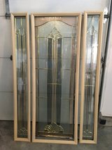 Door Glass, Entry & 2 Sidelights Full Length Gold Caming, Paint/Stainable Frames in Naperville, Illinois